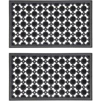 JVL Elipses Circles Rubber Doormat 40x70 x 2 pack in Black | Size: 40 cm x 70 cm