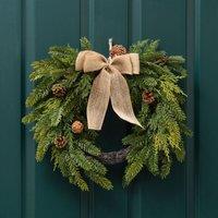 Scottish Everlastings Ltd 50cm Real Touch Half Wreath with Hessian Bow in Green