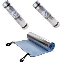 MANTRARAJ Foam Yoga & Camping Mat Set of 2 Waterproof Insulated Roll-Up Indoor Outdoor Foam Sleeping Mats in Blue