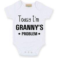 60 SECOND MAKEOVER Today I'm Granny's Problem Short Sleeve Baby Grow in White | Size: 6-12 m
