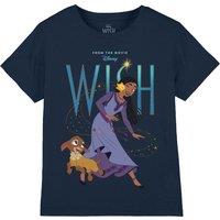 Disney Girl's Wish Asha & Star T-Shirt in Navy | Size: 3-4 Years