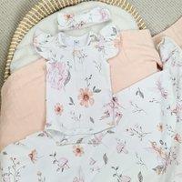 Minky Myles Girl's Newborn Baby Fairy & Floral Bodysuit With Frill Sleeve in White | Size: 0-1 m