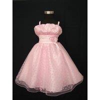 Cinda Girl's Heart Pattern Party Dress in Baby Pink | Size: 9-12 m