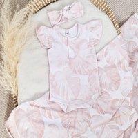 Minky Myles Girl's Newborn Baby Floral Bodysuit With Frill Sleeve in White | Size: 6-12 m