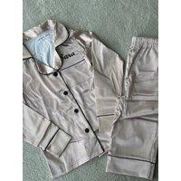 Lulabay Personalised Satin Long Pyjamas in Gold | Size: 5-6 Years