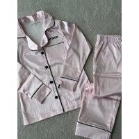 Lulabay Personalised Satin Long Pyjamas in Light Pink | Size: 3-4 Years