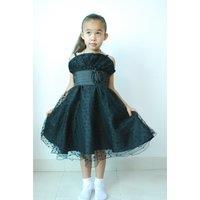 Cinda Girl's Heart Pattern Party Dress in Black | Size: 9-12 m