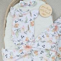 Minky Myles Girl's Newborn Baby Floral & Floral Bodysuit With Frill Sleeve in White | Size: 3-6 m