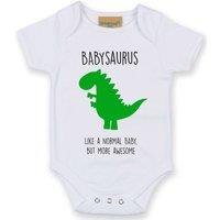 60 SECOND MAKEOVER Babysaurus Dinosaur Baby Grow in White | Size: 0-3 m