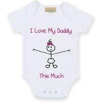 60 SECOND MAKEOVER Girl's I Love My Daddy This Much Baby Grow in White | Size: 3-6 m