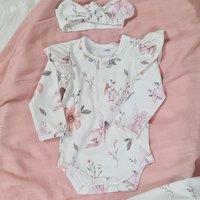 Minky Myles Girl's Newborn Baby Fairy & Floral Bodysuit With Frill Long Sleeve in White | Size: 0-1 m
