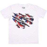 Captain America Boy's Marvel Torn Cotton T-Shirt White | Size: 12-13 Years
