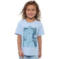 Frozen Girl's Elsa Snowflake T-Shirt Light Blue | Size: 7-8 Years
