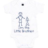 60 SECOND MAKEOVER Boy's I'm The Little Brother Baby Grow in White | Size: 0-3 m