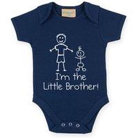60 SECOND MAKEOVER Boy's I'm The Little Brother Baby Grow in Navy | Size: 0-3 m