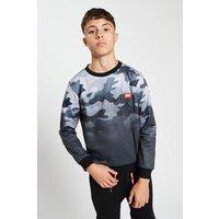 Beat Boyz Club Boy's 'Intensified' Camo Fade Crew Sweat in Black | Size: 9-10 Years