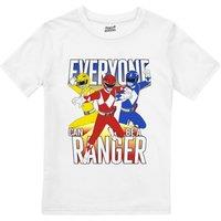 Power Rangers Boy's Everyone Can Be A Ranger T-Shirt White | Size: 5-6 Years