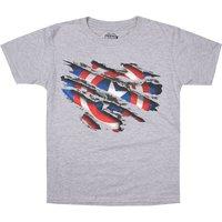 Captain America Boy's Marvel Torn Cotton T-Shirt Grey | Size: 9-10 Years