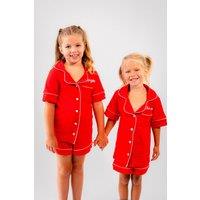 Lulabay Personalised Jersey Short Pyjamas in Red | Size: 7-8 Years