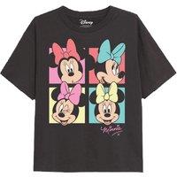 Minnie Mouse Girl's Bows T-Shirt Charcoal | Size: 7-8 Years