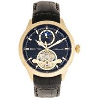 Heritor Automatic Men's Gregory Semi-Skeleton Leather-Band Watch in Gold
