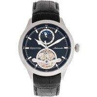 Heritor Automatic Men's Gregory Semi-Skeleton Leather-Band Watch in Black