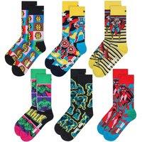 Happy Socks Men's 6 Pack Avengers Socks Bundle Novelty Socks | Gift Idea | Size: 6-11