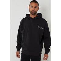 Threadbare Men's Graphic Print Relaxed Fit Pullover Hoodie in Black | Size: Medium