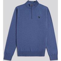 U.S. POLO ASSN. Men's Cotton Funnel Neck 1/4 Zip Knit in Indigo | Size: XL