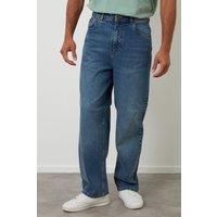 Threadbare Men's Baggy Fit Jeans in Mid Blue | Size: 34R