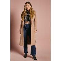 Coast Women's Faux Fur Collar Occasion Belted Midi Coat in Camel | Size: 12