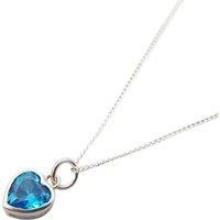 Harfi Women's Mini Heart Silver Aquamarine March Birthstone Necklace in Blue | Size: 18 inches