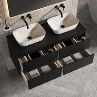 Banyetti Venti 1200mm Wall Hung Vanity Unit with Matching Worktop - Matt Black