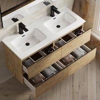 Banyetti Vatilla 1200mm Wall Hung Vanity Unit with Athena Basin - Ostippo Oak in Light Oak