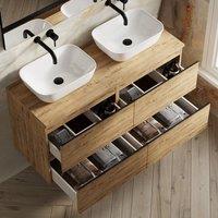 Banyetti Vatilla 1200mm Wall Hung Vanity Unit with Matching Worktop - Ostippo Oak in Light Oak