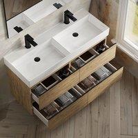 Banyetti Vatilla 1200mm Wall Hung Vanity with Veneto 2 Tap Hole Basin - Ostippo Oak in Light Oak