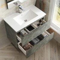 Banyetti Vatilla 800mm Wall Hung Vanity Unit with Lira Basin - Cemento Grey