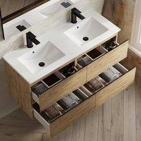 Banyetti Vatilla 1200mm Wall Hung Vanity Unit with Lira Basin - Ostippo Oak in Light Oak