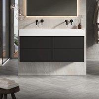 Banyetti Venti 1200mm Wall Hung Vanity with Veneto No Tap Hole Basin - Matt Black