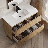 Banyetti Vatilla 1000mm Wall Hung Vanity Unit with Athena Basin - Ostippo Oak in Light Oak
