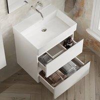 Banyetti Vatilla 600mm Wall Hung Vanity Unit with Veneto No Tap Hole Basin - Gloss White