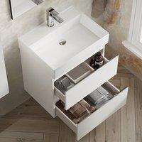Banyetti Vatilla 600mm Wall Hung Vanity Unit with Veneto 1 Tap Hole Basin - Gloss White