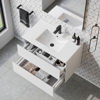 Banyetti Kameo 800mm Wall Hung 2 Drawer Vanity Unit with Lira Basin-Matt White