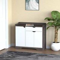 Hygrad Built to Survive Shoe Storage Cabinet Cupboard Rack Stand Wood Sideboard Organizer in Grey