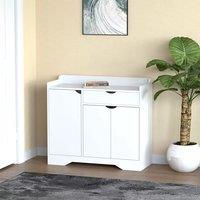 Hygrad Built to Survive Shoe Storage Cabinet Cupboard Rack Stand Wood Sideboard Organizer in White