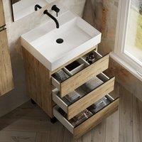 Banyetti Vatilla 600mm Floorstanding Vanity with Veneto No Tap Hole Basin - Ostippo Oak in Light Oak
