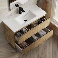 Banyetti Vatilla 1000mm Wall Hung Vanity Unit with Lira Basin - Ostippo Oak in Light Oak