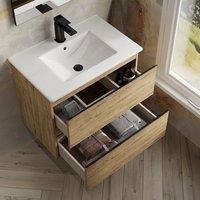 Banyetti Vatilla 700mm Wall Hung Vanity Unit with Lira Basin - Ostippo Oak in Light Oak