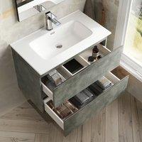Banyetti Vatilla 800mm Wall Hung Vanity Unit with Athena Basin - Cemento Grey
