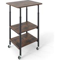 Costway Height Adjustable Printer Stand 3-Tier Printer Cart with Storage in Brown
